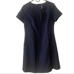 Laura Bettini Mini Dress Navy Blue Women’s Size Large Aline Crew Neck NWT
